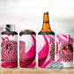 Black Cowgirl Breast Cancer Awareness 4 in 1 Can Cooler Tumbler Western Pink Ribbon Butterfly Rose - In October We Wear Pink