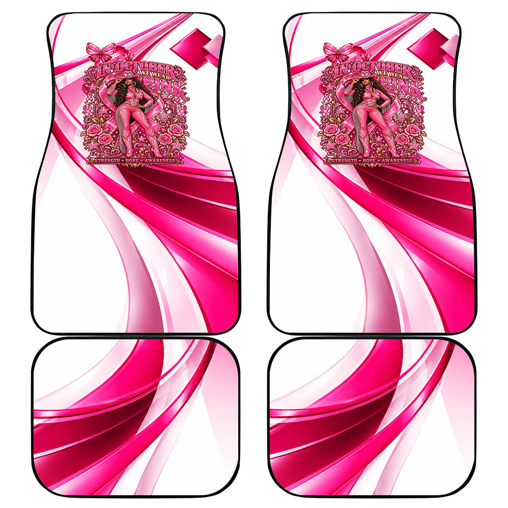 Black Cowgirl Breast Cancer Awareness Car Mats Western Pink Ribbon Butterfly Rose - In October We Wear Pink