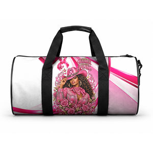 Black Cowgirl Breast Cancer Awareness Duffle Bag Western Pink Ribbon Butterfly Rose - In October We Wear Pink