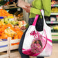 Black Cowgirl Breast Cancer Awareness Grocery Bag Western Pink Ribbon Butterfly Rose - In October We Wear Pink