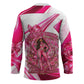 Black Cowgirl Breast Cancer Awareness Hockey Jersey Western Pink Ribbon Butterfly Rose - In October We Wear Pink