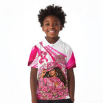 Black Cowgirl Breast Cancer Awareness Kid Polo Shirt Western Pink Ribbon Butterfly Rose - In October We Wear Pink