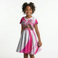 Black Cowgirl Breast Cancer Awareness Kid Short Sleeve Dress Western Pink Ribbon Butterfly Rose - In October We Wear Pink