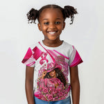 Black Cowgirl Breast Cancer Awareness Kid T shirt Western Pink Ribbon Butterfly Rose - In October We Wear Pink