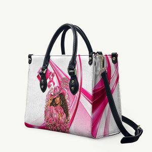 Black Cowgirl Breast Cancer Awareness Leather Bag Western Pink Ribbon Butterfly Rose - In October We Wear Pink