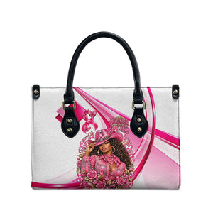 Black Cowgirl Breast Cancer Awareness Leather Bag Western Pink Ribbon Butterfly Rose - In October We Wear Pink