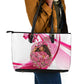 Black Cowgirl Breast Cancer Awareness Leather Tote Bag Western Pink Ribbon Butterfly Rose - In October We Wear Pink