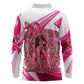 Black Cowgirl Breast Cancer Awareness Long Sleeve Polo Shirt Western Pink Ribbon Butterfly Rose - In October We Wear Pink