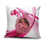 Black Cowgirl Breast Cancer Awareness Pillow Cover Western Pink Ribbon Butterfly Rose - In October We Wear Pink