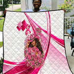 Black Cowgirl Breast Cancer Awareness Quilt Western Pink Ribbon Butterfly Rose - In October We Wear Pink