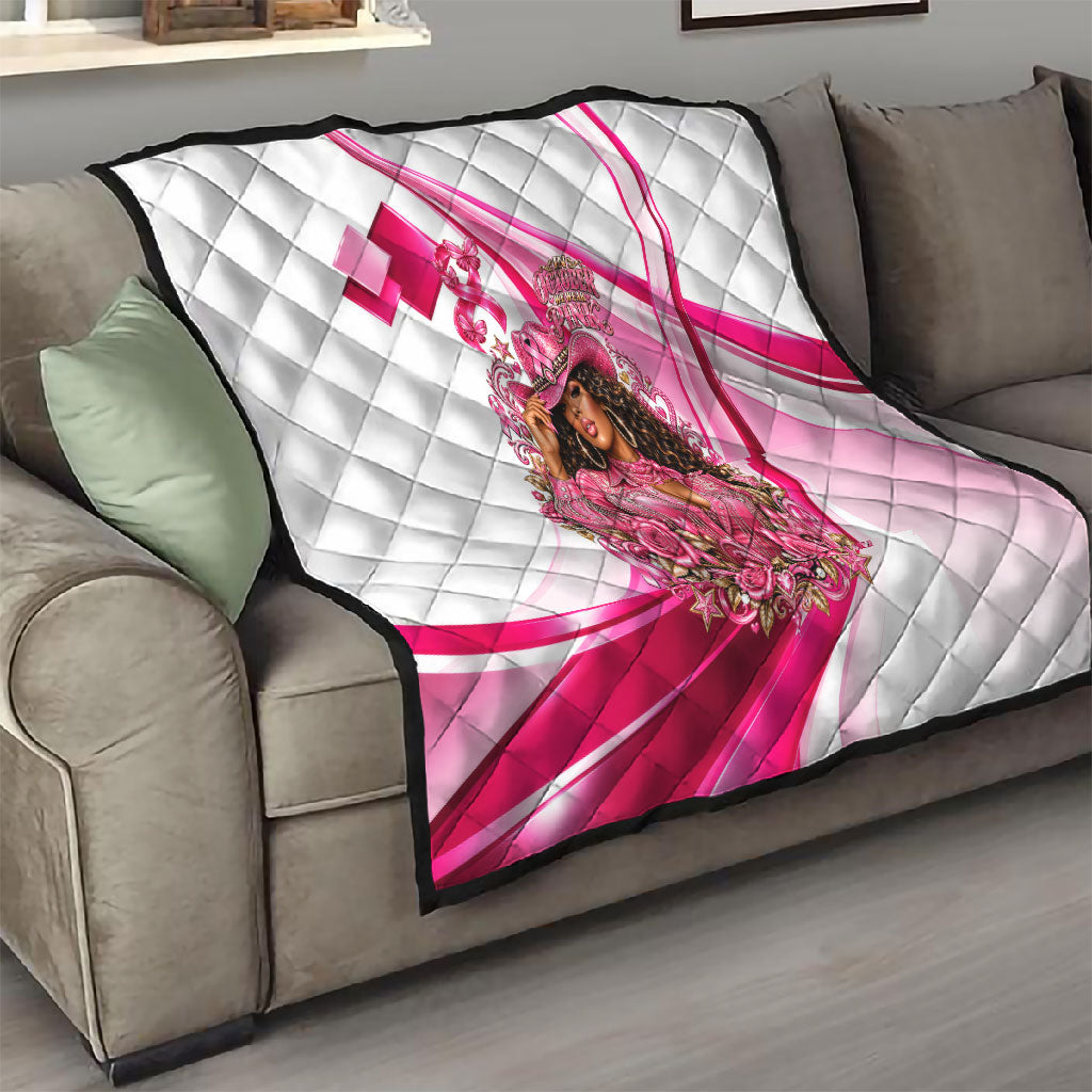 Black Cowgirl Breast Cancer Awareness Quilt Western Pink Ribbon Butterfly Rose - In October We Wear Pink