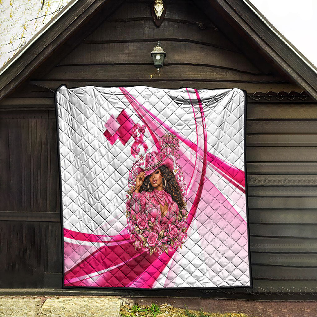 Black Cowgirl Breast Cancer Awareness Quilt Western Pink Ribbon Butterfly Rose - In October We Wear Pink
