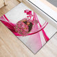 Black Cowgirl Breast Cancer Awareness Rubber Doormat Western Pink Ribbon Butterfly Rose - In October We Wear Pink