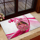 Black Cowgirl Breast Cancer Awareness Rubber Doormat Western Pink Ribbon Butterfly Rose - In October We Wear Pink