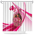 Black Cowgirl Breast Cancer Awareness Shower Curtain Western Pink Ribbon Butterfly Rose - In October We Wear Pink