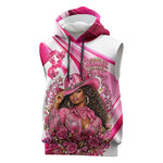 Black Cowgirl Breast Cancer Awareness Sleeveless Hoodie Western Pink Ribbon Butterfly Rose - In October We Wear Pink