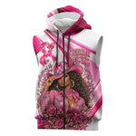 Black Cowgirl Breast Cancer Awareness Sleeveless Zip Hoodie Western Pink Ribbon Butterfly Rose - In October We Wear Pink