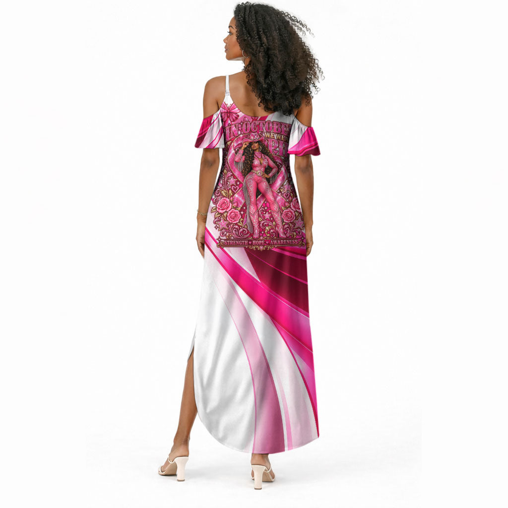 Black Cowgirl Breast Cancer Awareness Summer Maxi Dress Western Pink Ribbon Butterfly Rose - In October We Wear Pink