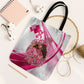 Black Cowgirl Breast Cancer Awareness Tote Bag Western Pink Ribbon Butterfly Rose - In October We Wear Pink