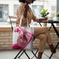 Black Cowgirl Breast Cancer Awareness Tote Bag Western Pink Ribbon Butterfly Rose - In October We Wear Pink