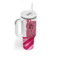 Black Cowgirl Breast Cancer Awareness Tumbler With Handle Western Pink Ribbon Butterfly Rose - In October We Wear Pink