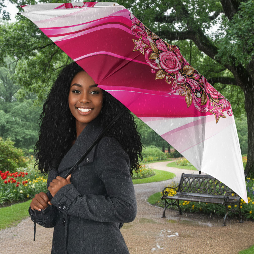 Black Cowgirl Breast Cancer Awareness Umbrella Western Pink Ribbon Butterfly Rose - In October We Wear Pink