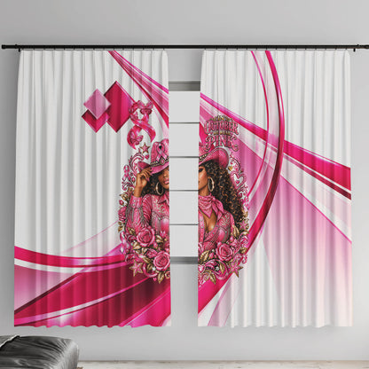 Black Cowgirl Breast Cancer Awareness Window Curtain Western Pink Ribbon Butterfly Rose - In October We Wear Pink