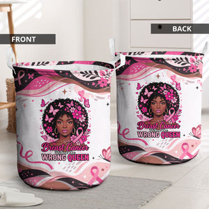 African American Breast Cancer Awareness Queen Laundry Basket Pink Ribbon Floral Butterfly Boxing Gloves Warrior Art