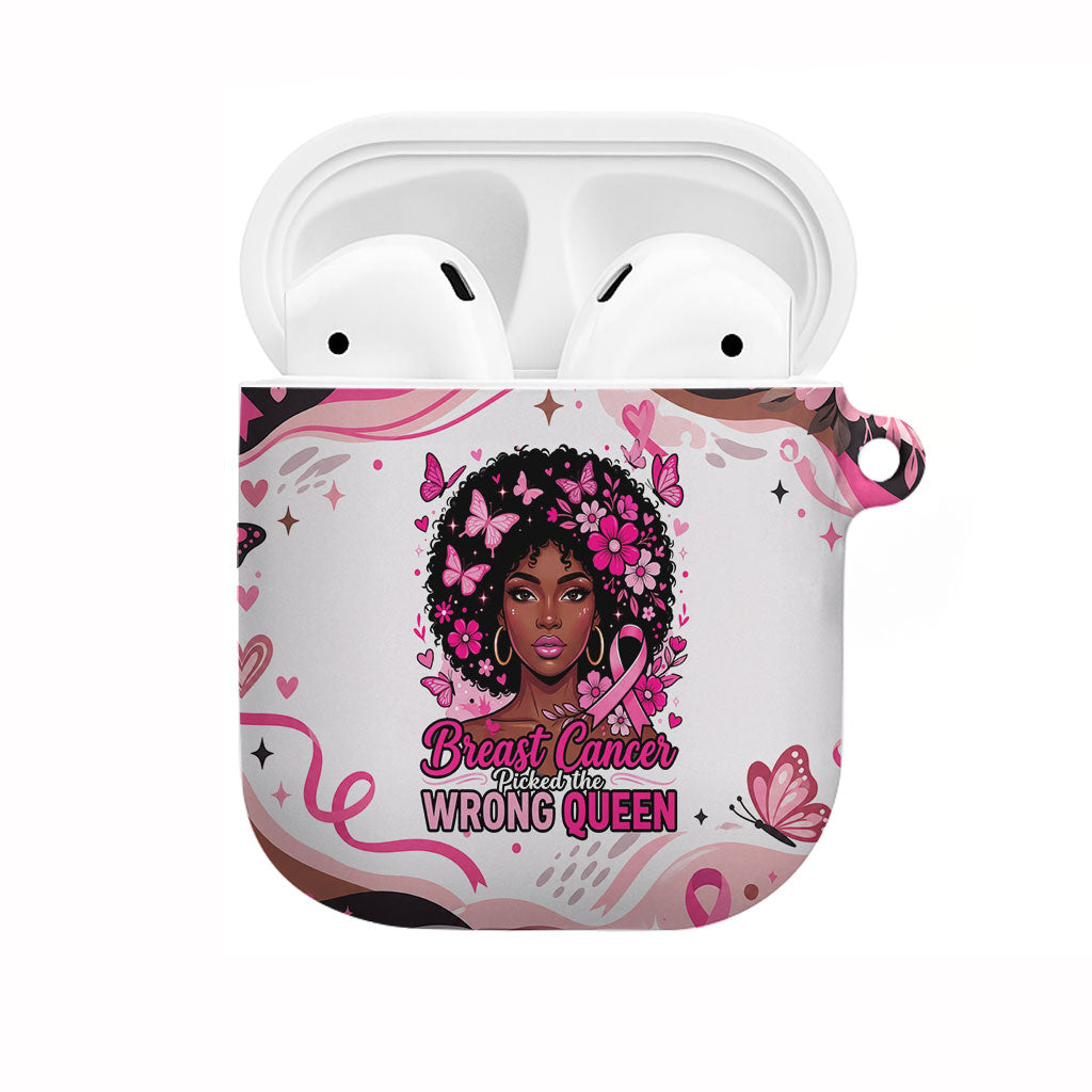African American Breast Cancer Awareness Queen AirPods Case Pink Ribbon Floral Butterfly Boxing Gloves Warrior Art