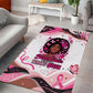 African American Breast Cancer Awareness Queen Area Rug Pink Ribbon Floral Butterfly Boxing Gloves Warrior Art