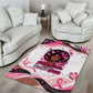 African American Breast Cancer Awareness Queen Area Rug Pink Ribbon Floral Butterfly Boxing Gloves Warrior Art