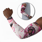 African American Breast Cancer Awareness Queen Arm Sleeves Pink Ribbon Floral Butterfly Boxing Gloves Warrior Art