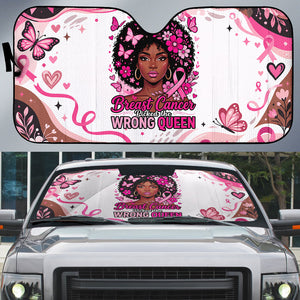 African American Breast Cancer Awareness Queen Auto Sun Shade Pink Ribbon Floral Butterfly Boxing Gloves Warrior Art
