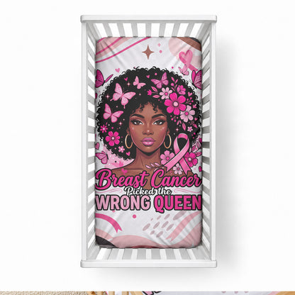 African American Breast Cancer Awareness Queen Baby Bed Cover Pink Ribbon Floral Butterfly Boxing Gloves Warrior Art