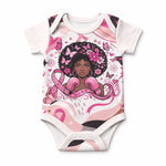 African American Breast Cancer Awareness Queen Baby Onesie Pink Ribbon Floral Butterfly Boxing Gloves Warrior Art