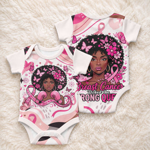 African American Breast Cancer Awareness Queen Baby Onesie Pink Ribbon Floral Butterfly Boxing Gloves Warrior Art