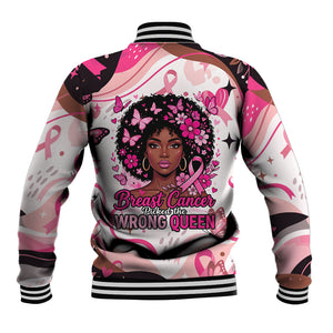 African American Breast Cancer Awareness Queen Baseball Jacket Pink Ribbon Floral Butterfly Boxing Gloves Warrior Art