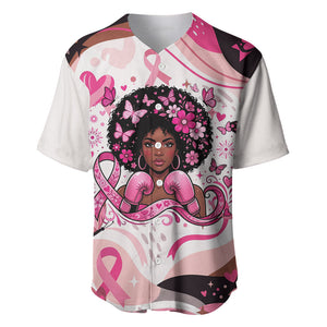 African American Breast Cancer Awareness Queen Baseball Jersey Pink Ribbon Floral Butterfly Boxing Gloves Warrior Art