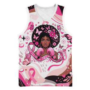 African American Breast Cancer Awareness Queen Basketball Jersey Pink Ribbon Floral Butterfly Boxing Gloves Warrior Art