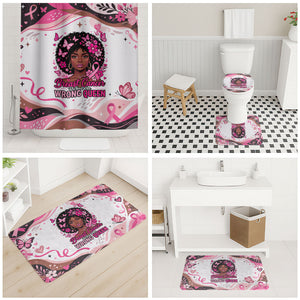 African American Breast Cancer Awareness Queen Bathroom Set Pink Ribbon Floral Butterfly Boxing Gloves Warrior Art