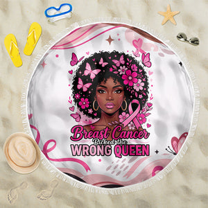 African American Breast Cancer Awareness Queen Beach Blanket Pink Ribbon Floral Butterfly Boxing Gloves Warrior Art
