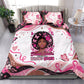 African American Breast Cancer Awareness Queen Bedding Set Pink Ribbon Floral Butterfly Boxing Gloves Warrior Art