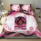 African American Breast Cancer Awareness Queen Bedding Set Pink Ribbon Floral Butterfly Boxing Gloves Warrior Art