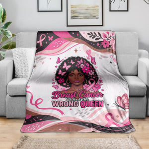 African American Breast Cancer Awareness Queen Blanket Pink Ribbon Floral Butterfly Boxing Gloves Warrior Art