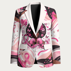 African American Breast Cancer Awareness Queen Blazer Pink Ribbon Floral Butterfly Boxing Gloves Warrior Art