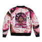 African American Breast Cancer Awareness Queen Bomber Jacket Pink Ribbon Floral Butterfly Boxing Gloves Warrior Art
