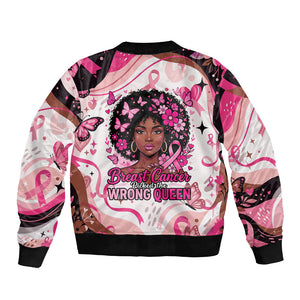African American Breast Cancer Awareness Queen Bomber Jacket Pink Ribbon Floral Butterfly Boxing Gloves Warrior Art
