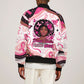 African American Breast Cancer Awareness Queen Bomber Jacket Pink Ribbon Floral Butterfly Boxing Gloves Warrior Art