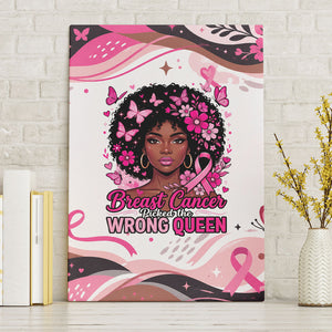 African American Breast Cancer Awareness Queen Canvas Wall Art Pink Ribbon Floral Butterfly Boxing Gloves Warrior Art