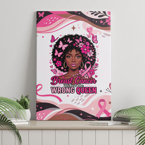 African American Breast Cancer Awareness Queen Canvas Wall Art Pink Ribbon Floral Butterfly Boxing Gloves Warrior Art